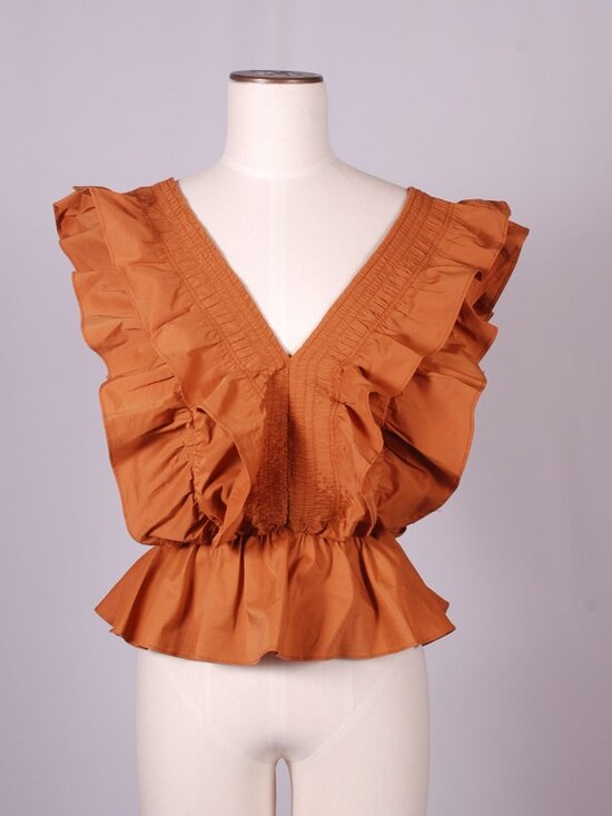 Strut & Bolt Tops - NWOT Strut & Bolt Bolt Orange Ruffle Sleeve Blouse, Sz - M